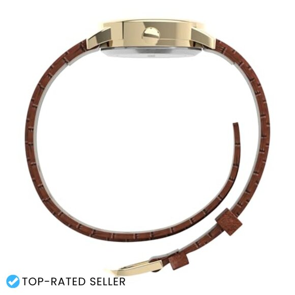 Classic Minimalist Analog Watch Elegant Gold Tone White Dial Leather Strap main image 4